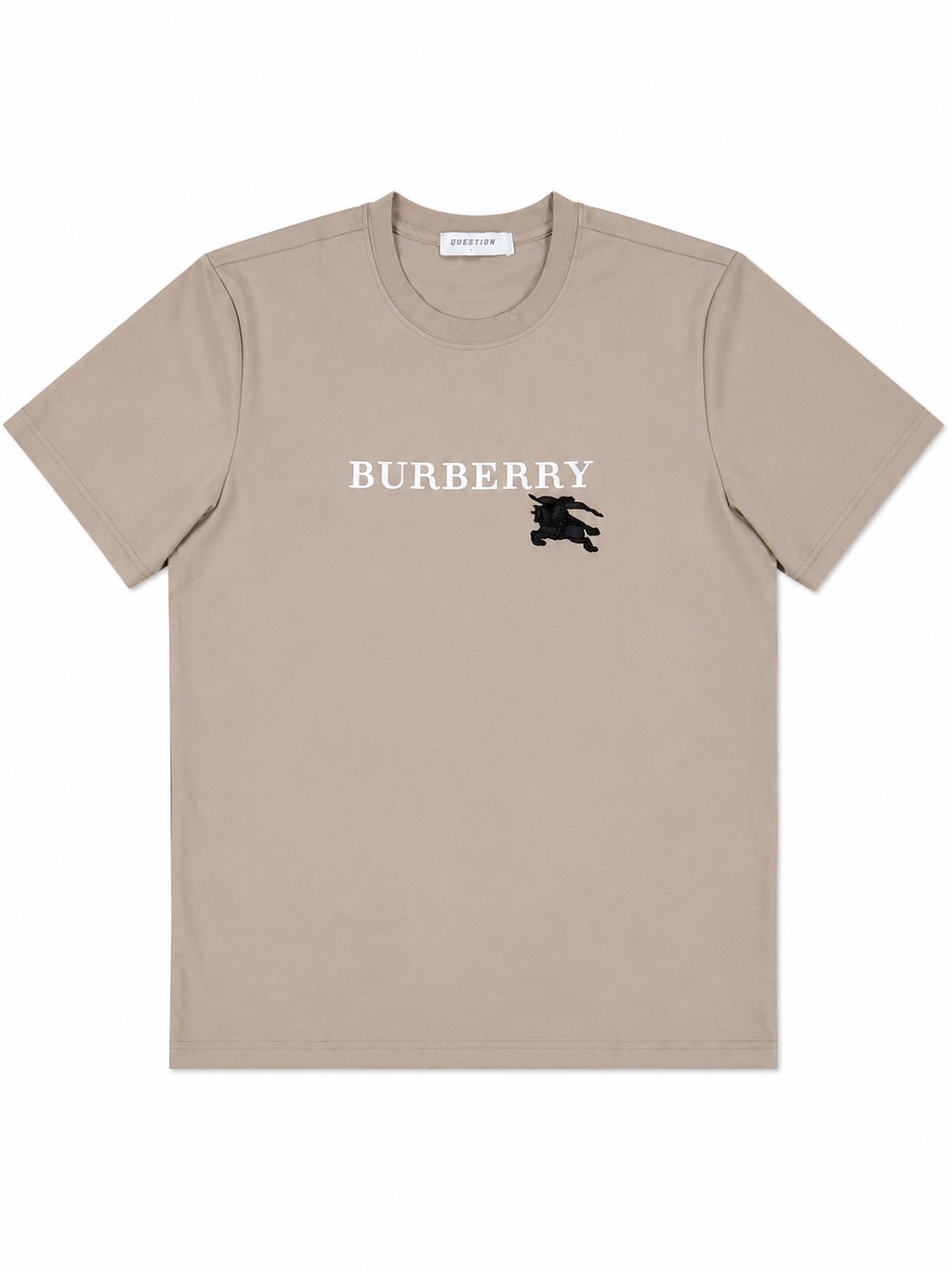 Burberry Style Beige Premium Round Neck T-Shirt for Men | Soft & Comfortable Casual Tee
