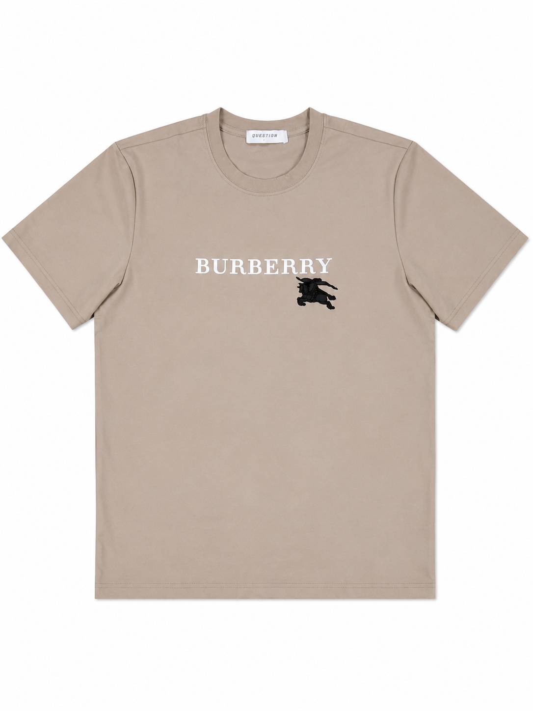 Burberry Style Beige Premium Round Neck T-Shirt for Men | Soft & Comfortable Casual Tee