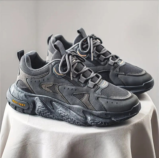 EST. 1987 Rugged Charcoal Sneakers – Chunky Tread Sole Trainers