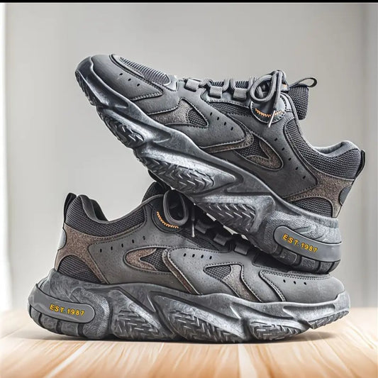 EST. 1987 Rugged Charcoal Sneakers – Chunky Tread Sole Trainers